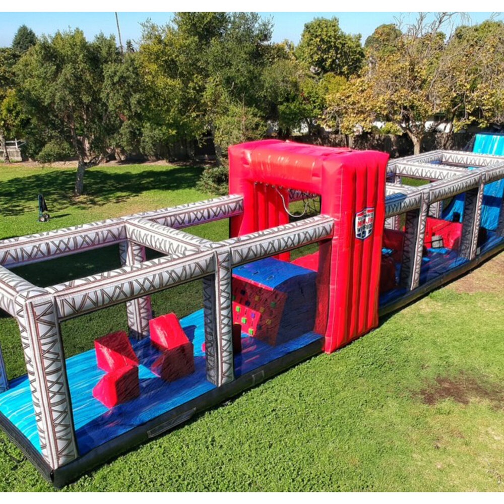 Inflatable obstacle course at an outdoor event